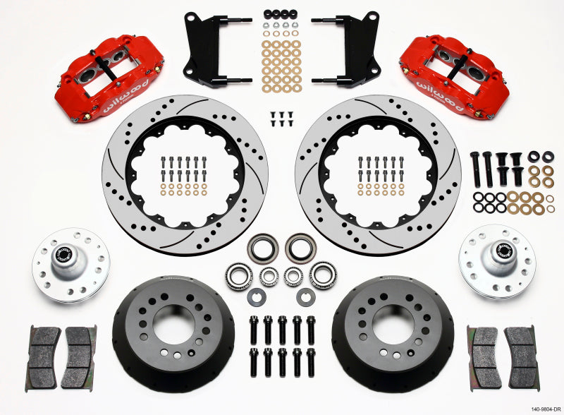 Wilwood Narrow Superlite 6R Front Hub Kit 14.00in Drill Red 67-69 Camaro 64-72 Nova Chevelle